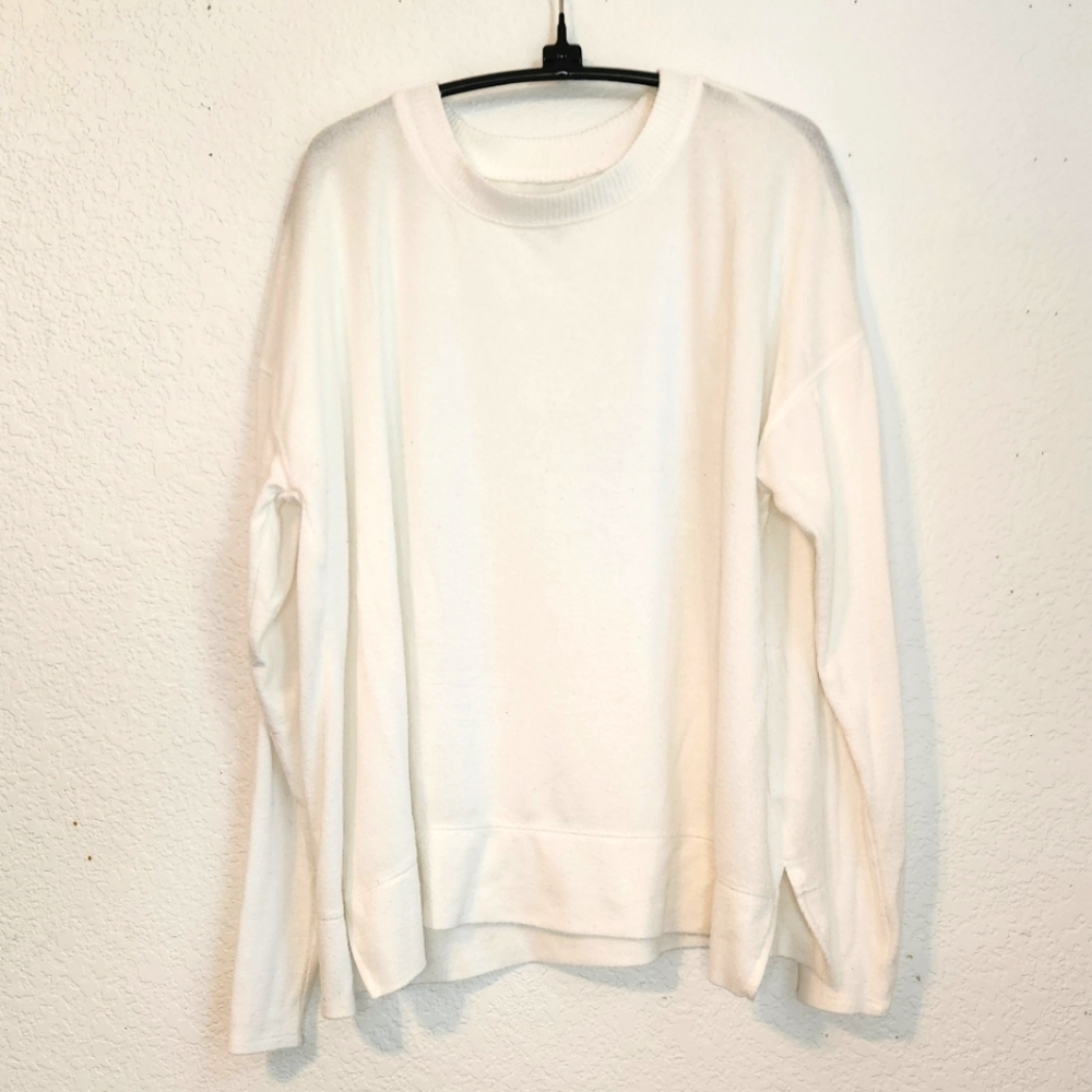 Lucky Brand Ladies'‎ Cozy Pullover Crewneck Cream Sweatshirt Size L